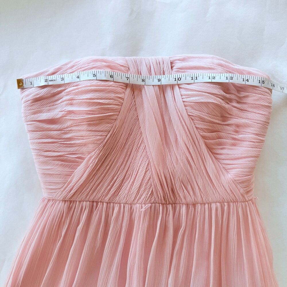 Donna Morgan Bridesmaids 100% Silk Chiffon Sweetheart Strapless Dress in Pink 6 - Picture 9 of 10